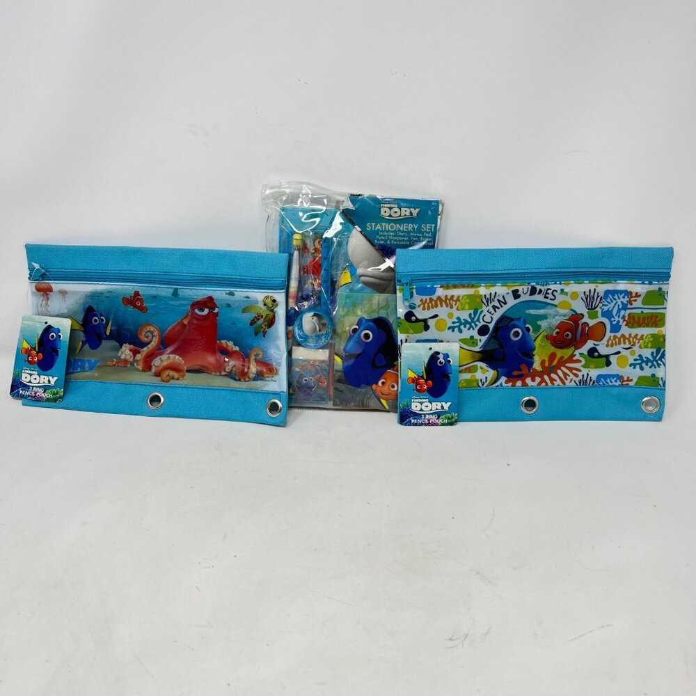 Disney Finding Dory Stationary‎ Set & 2 Pencil Pouches Gift Bundle 2016 - 3 Pcs